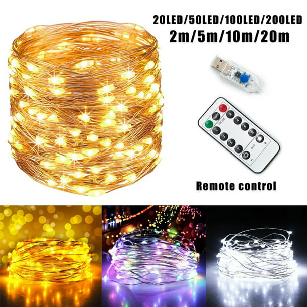 5M/10M 50/100Led USB Copper Wire RGB Fairy String Light With Remote Control Xmas